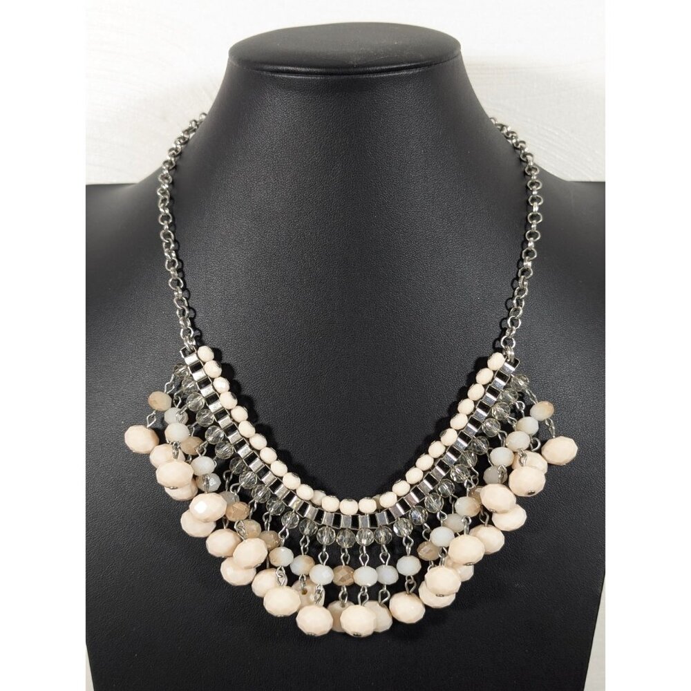 Simply Vera Wang Cream Glass Woven Tribal Charm Statement Bib Necklace‎ 20"